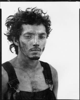 © Richard Avedon.
"Roberto Lopez, oil field worker, Lyons Texas",
September 28, 1980 59 5/8 x 47 1/8 inches