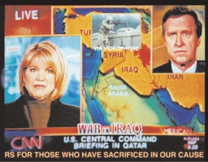 © Greg Erf. Composite Illustration of CNN's morning programming of March 26, 2003.